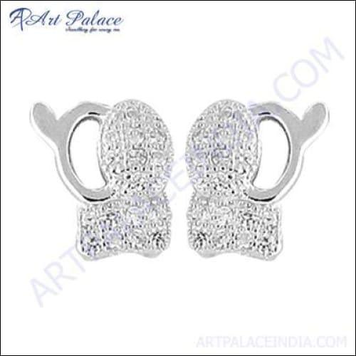 Famous Designer Cubic Zirconia Gemstone Silver Earring