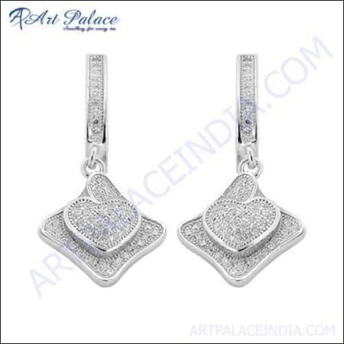 Famous Designer Cubic Zirconia Gemstone Silver Earrings