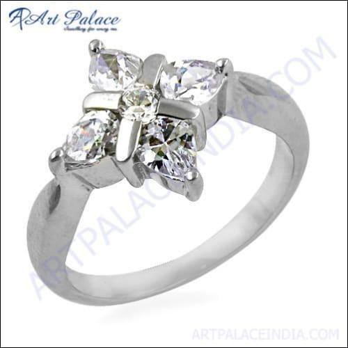 Famous Designer Cubic Zirconia Gemstone Silver Ring