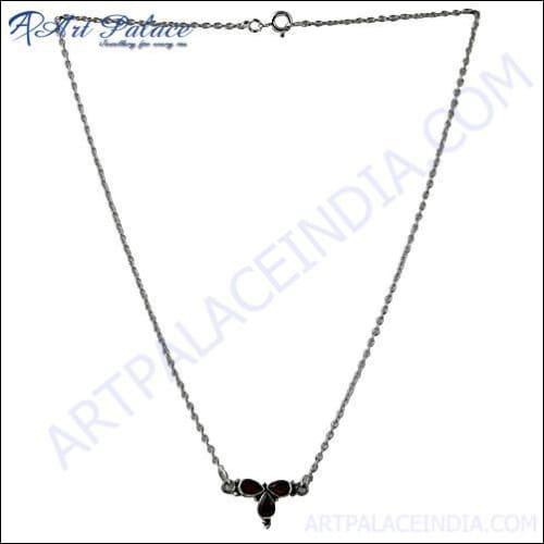 Famous Designer Garnet Silver Necklace