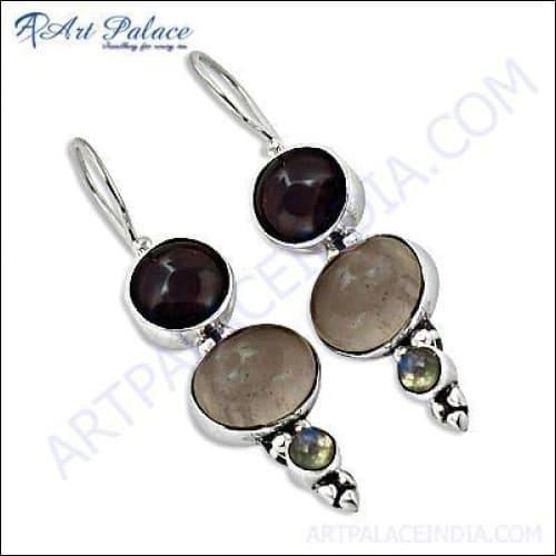 Famous Fashionable Multi Gemstone Silver Earrings