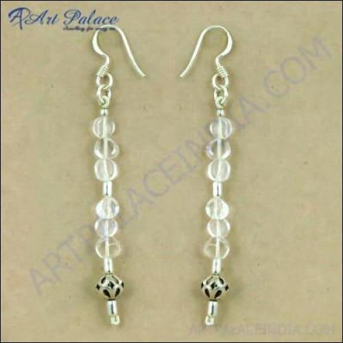 Famous Style Crystal Gemstone Silver Earrings Crystal Beaded Earrings Pretty Beaded Earrings