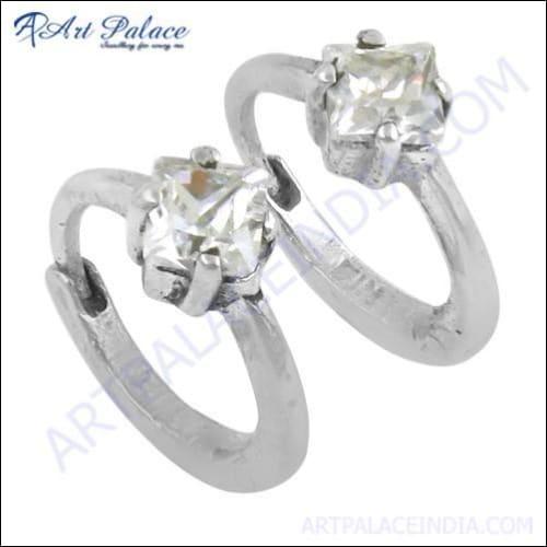 Famous Style Cubic Zirconia Gemstone Silver Earrings