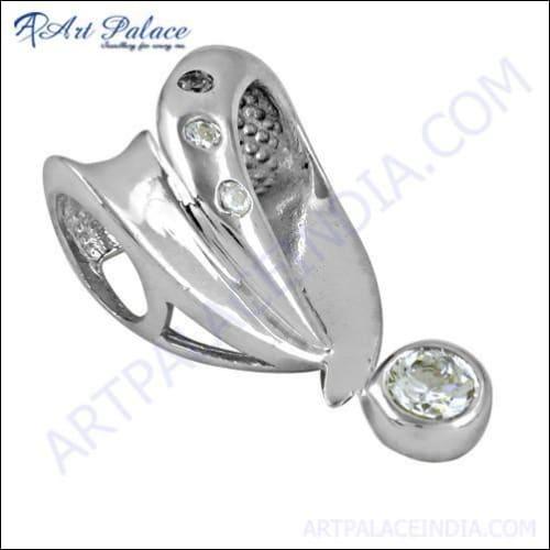 Famous Style Cubic Zirconia Gemstone Silver Pendant