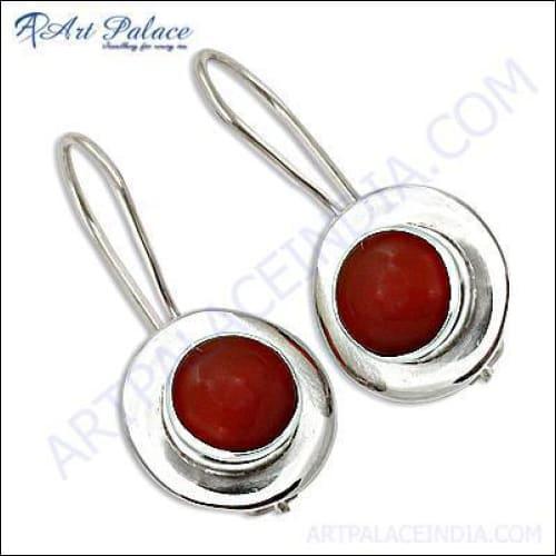 Famous Style Gemstone Silver Earrings In Carnelian