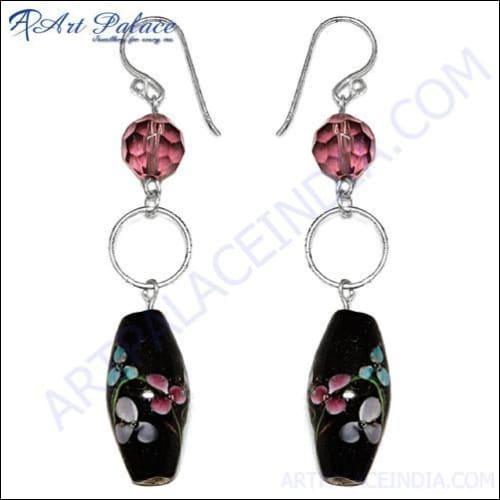 Fancey Style China Flower Silver Beaded Earring