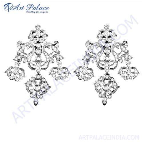Fancy Cubic Zirconia Gemstone Silver Earrings 925 Sterling Silver Earring Handmade Earring