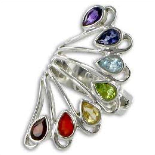 Fancy Designer Multi Gemstone Silver Ring Superb Multistone Rings Handmade Multistone Rings