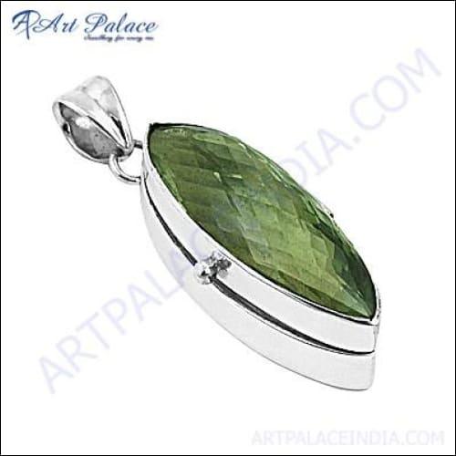 Fancy Green Amethyst Gemstone Silver Jewelry Boxe Adorable Gemstone Boxes Solid Gemstone Box Pendant