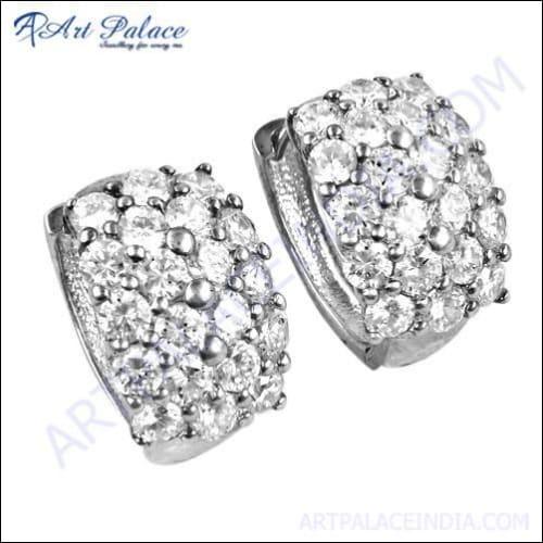 Fantastic Fashionable Cubic Zirconia Gemstone Silver Earrings