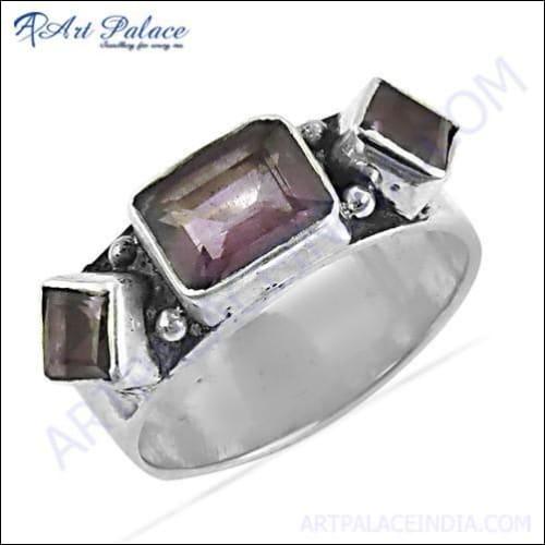 Fashion Accessories Amethyst Gemstone Silver Ring, 925 Sterling Silver Jewelry