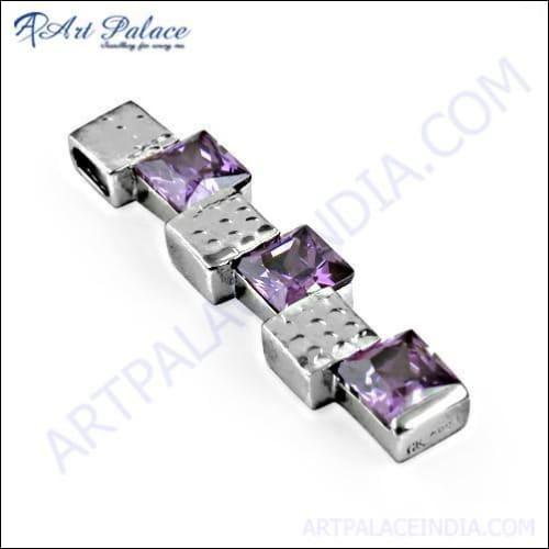 Fashion Accessories Amethyst Zircon Gemstone Silver Pendant