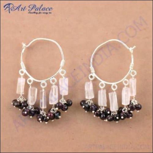 Fashion Accessories Crystal & Garnet Gemstone Silver Earrings Magnificent Beaded Earrings Solid Beaded Earrings
