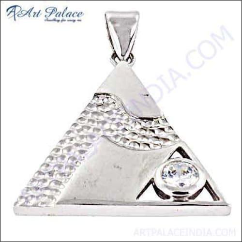 Fashion Accessories Cubic Zirconia Gemstone 925 Silver Pendant Triangle Cz Pendant Cz Silver Pendant