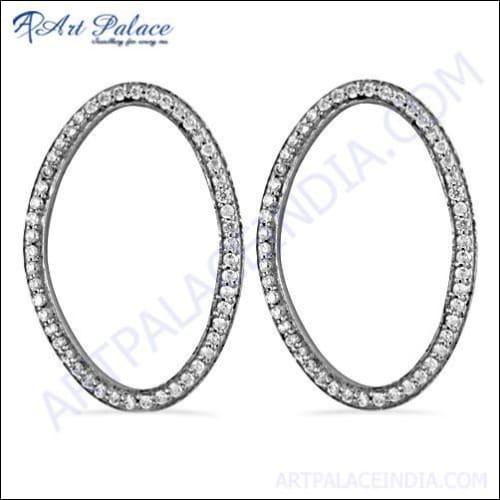 Fashion Accessories Cubic Zirconia Gemstone Silver Earrings