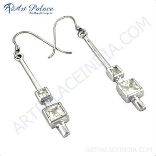 Fashion Accessories Cubic Zirconia Silver Hook Earrings Cz Silver Earring Simple Cz Earrings