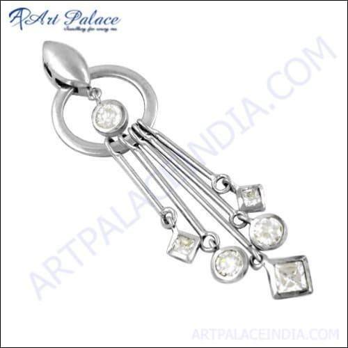 Fashion Accessories Silver Pendant With Cubic Zirconia