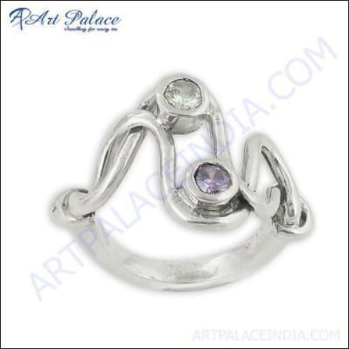 Fashion Accessories Zirconia & Amethyst Gemstone Silver Ring Gemstone Ring Fabulous Cz Ring Cool Cz Ring