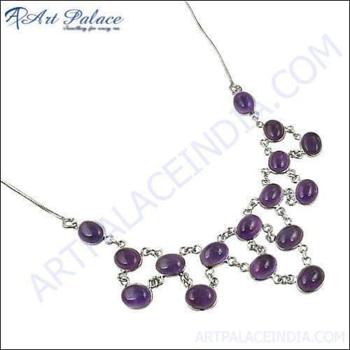 Fashion African Amethyst Silver Necklace