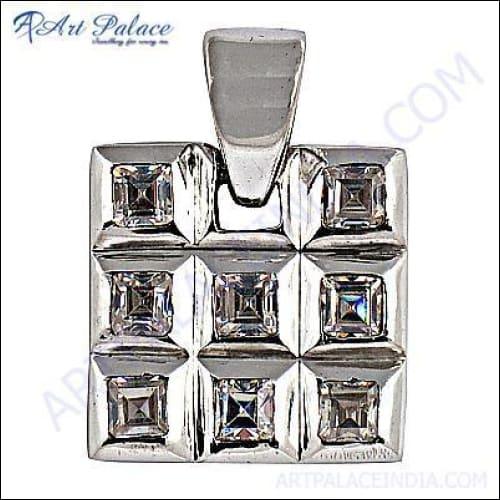 Fashion Cubic Zirconia Gemstone Silver Pendant