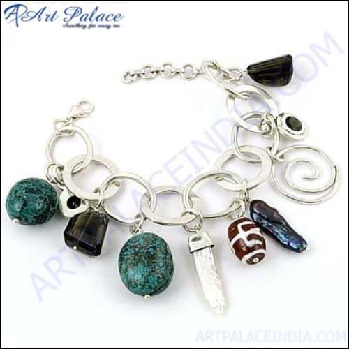 Fashion Gemstone Silver Bracelet Fashionable Beaded Bracelet Energy Beaded Bracelet