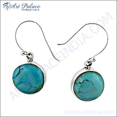Fashion Jewelry Turquoise Gemstone Silver Earrings Fancy Earring Solid Earring Turquoise Gemstone Earrings Precious Gemstone Earrings