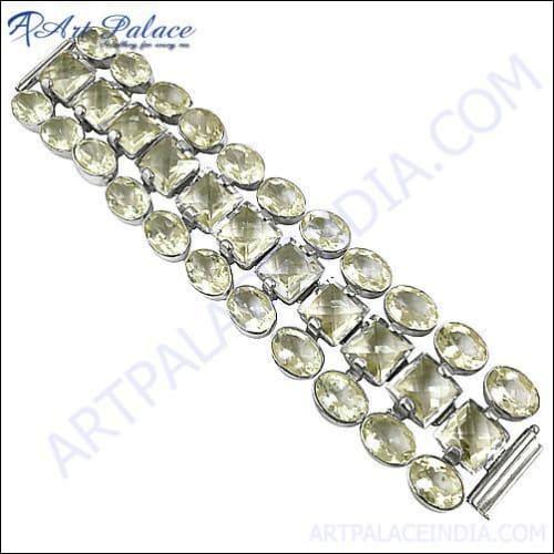 Fashion Silver Crystal Gemstone Bracelets Jewelry, 925 Sterling Silver