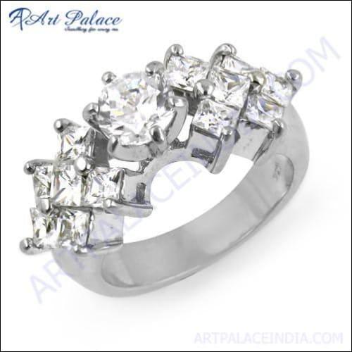 Fashionable Accessories Cubic Zirconia Gemstone Silver Ring