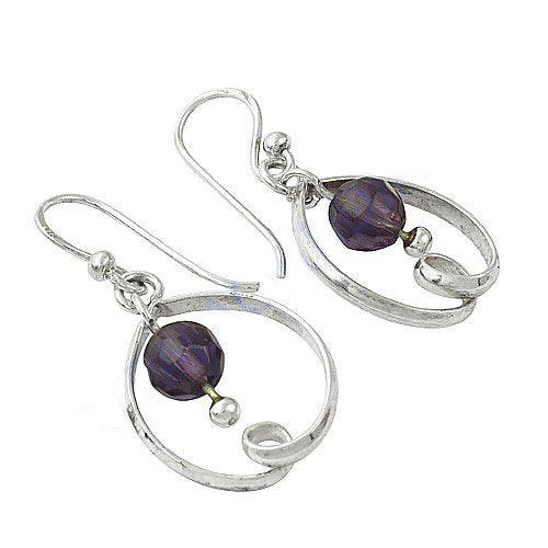 Fashionable African Amethyst 925 Silver Earring Casual Wear Light Weight Earring Purple Amethyst Gemtome Beaded Silver Earring Beaded Earring