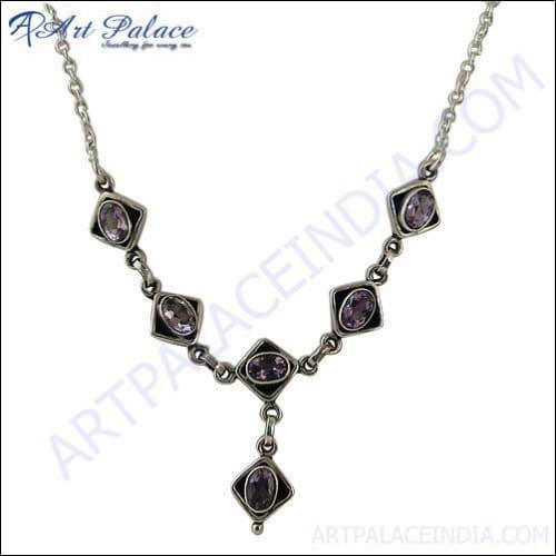 Fashionable & Beautiful Amethyst Sliver Necklace