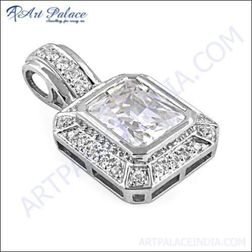 Fashionable Cubic Zirconia Gemstone Sterling Silver Pendant