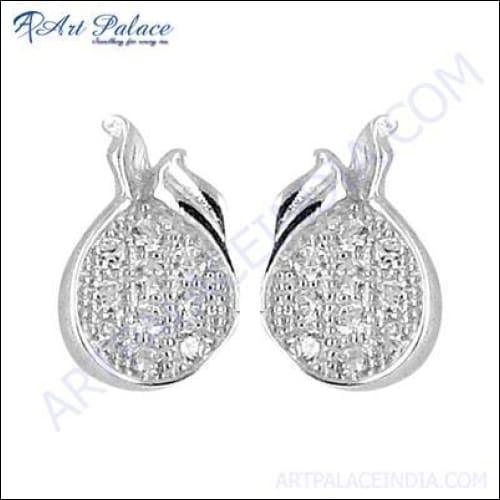 Fashionable Cubic Zirconia Silver Earring