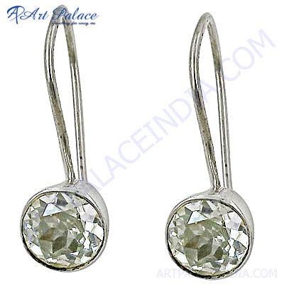 Fashionable CZ Silver Gemstone Earrings Elegant Cz Earrings Newest Cz Earrings