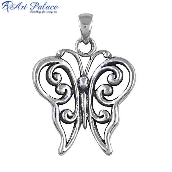 Fashionable Design Butterfly Style Plain 925 Sterling Silver Jewelry Graceful Silver Pendant Solid Silver Pendant