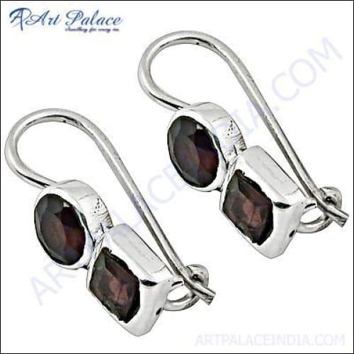 Fashionable Garnet Gemstone Silver Earrings Garnet Earrings Party Wear Earrings
