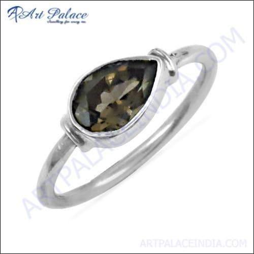 Fashionable Gemstone Ring Smokey Quartz Gemstone Silver Ring 925 Silver Ring