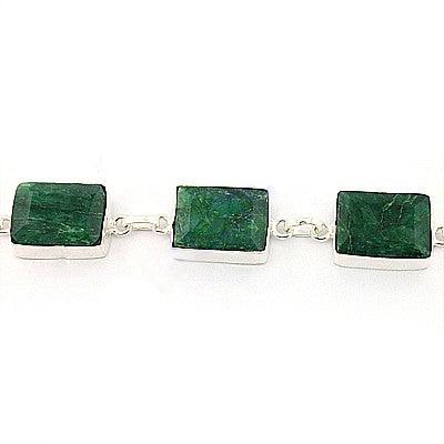 Fashionable Green Corundum Gemstone 925 Silver Bracelet Hand Finished Gemstone Bracelet Solid Gemstone Bracelet
