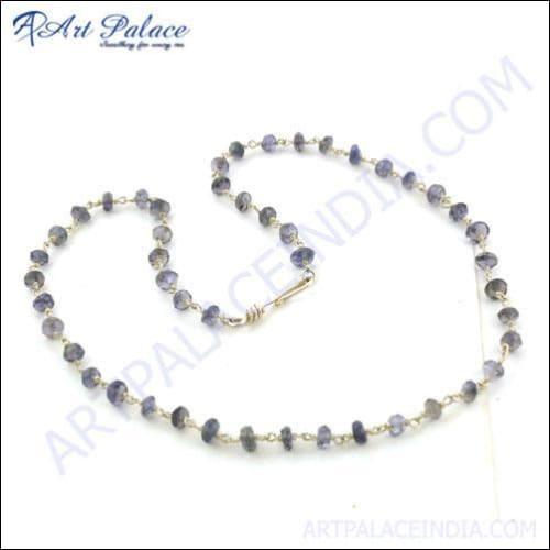 Fashionable Iolite Gemstone Silver Necklace