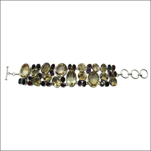 Fashionable Multi Stone 925 Silver Bracelet Latest Multistone Bracelet Colorful Gemstone Bracelet