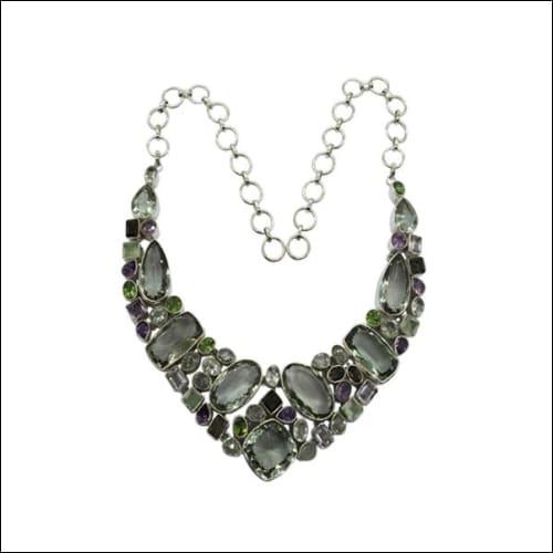 Fashionable Multistone 925 Silver Necklace Solid Necklace Adorable Necklace Handmade Necklace