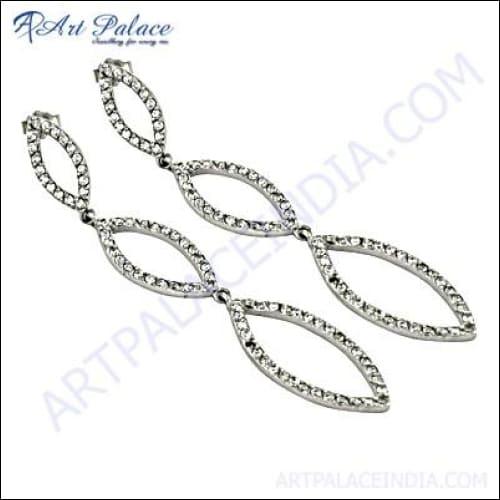 Feminine Unique Cz Gemstone Silver Earrings Stylish Cz Earrings 925 Silver Earrings