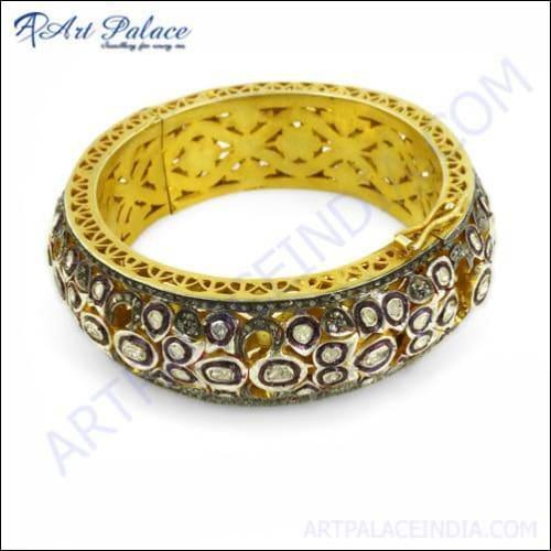 Feminine Unique Design Diamond Gold Plated Bangle Awesome Victorian Bangle Party Wear Bangles