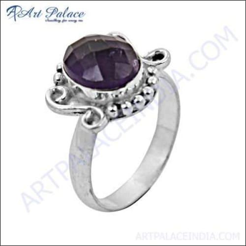 Feminine Unique Designer Affrican Amethyst Gemstone German Silver Rings