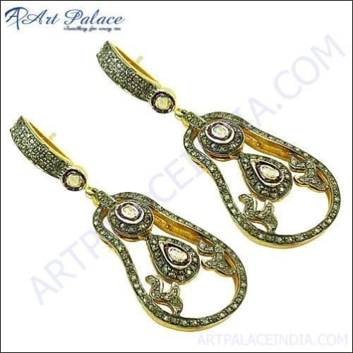 Festivel Wear Diamond Gold Plated Silver Earrings