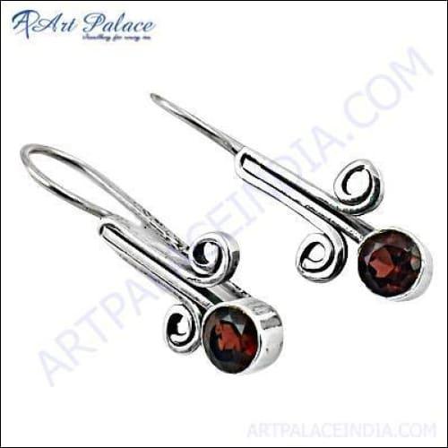 Garnet Gemstone Silver Earring , 925 Sterling Silver Jewelry