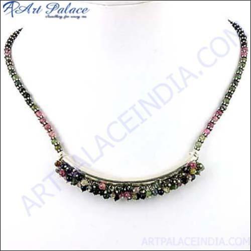 Gemstone Plain 925 Silver Necklace