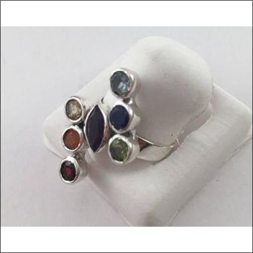 Gemstones 925 Sterling Silver Ring Chunky Multistone Rings Solid Multistone Rings Fashion Rings