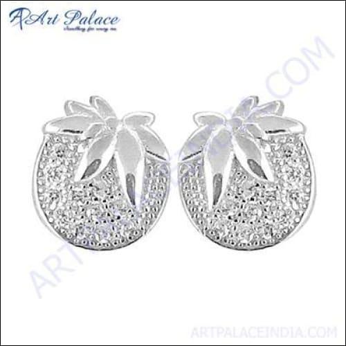 Girls Fashionable Leaves Silver Earring