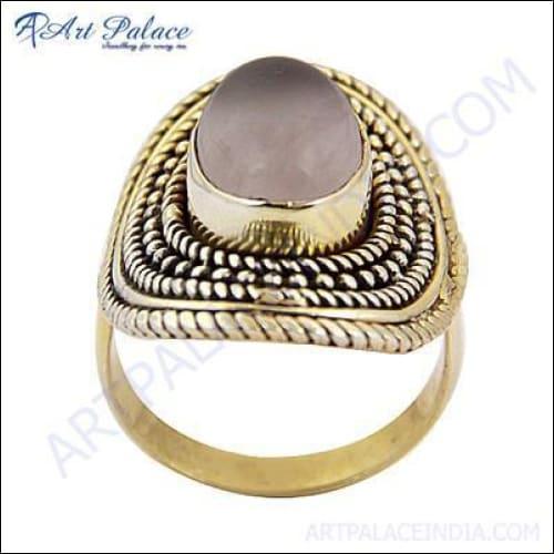 Glamour Rose Quartz Gemstone Silver Ring
