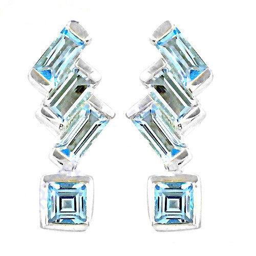 Glamours Blue Topaz Gemstone 925 Silver Earring Blue Topaz Earrings Impressive Earrings